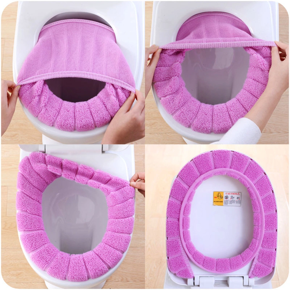 Bathroom Toilet Seat Cover Closestool Washable Warm Mat Pad Cushion (Purple)