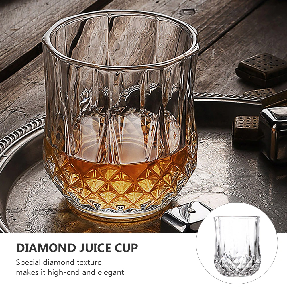 2Pcs Diamond Drinking Glass Cup Juice Milktea Cup Beer Glass (Transparent)