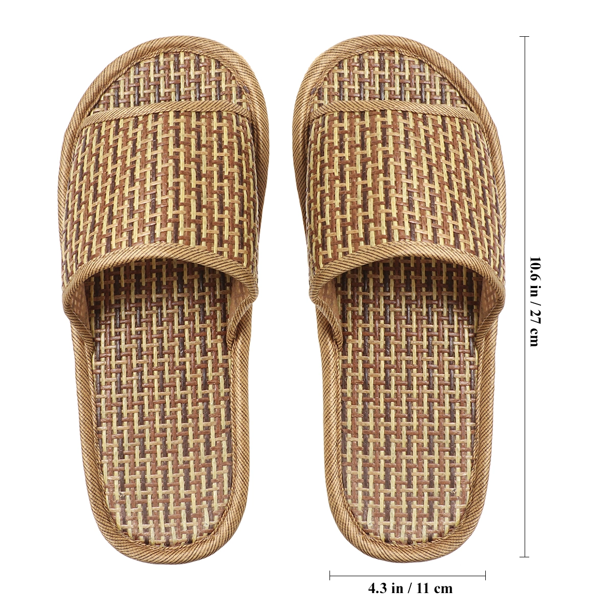 FENICAL Lightweight Slipper Bamboo Straw Slippers Open-Toe House Slipper for Men Women Bath Spa Summer Sandal 42/43