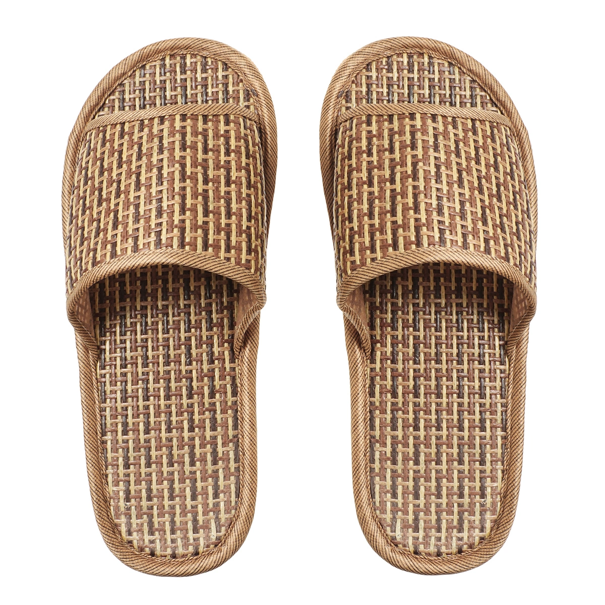 FENICAL Lightweight Slipper Bamboo Straw Slippers Open-Toe House Slipper for Men Women Bath Spa Summer Sandal 42/43