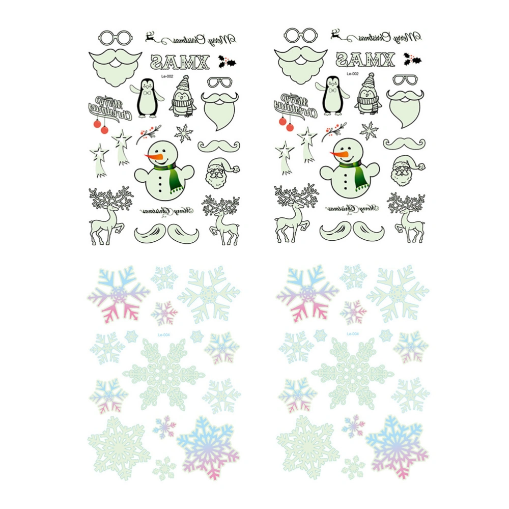 4 Sheets Christmas Tattoos Stickers Waterproof Luminous Stickers Tattoos Decals