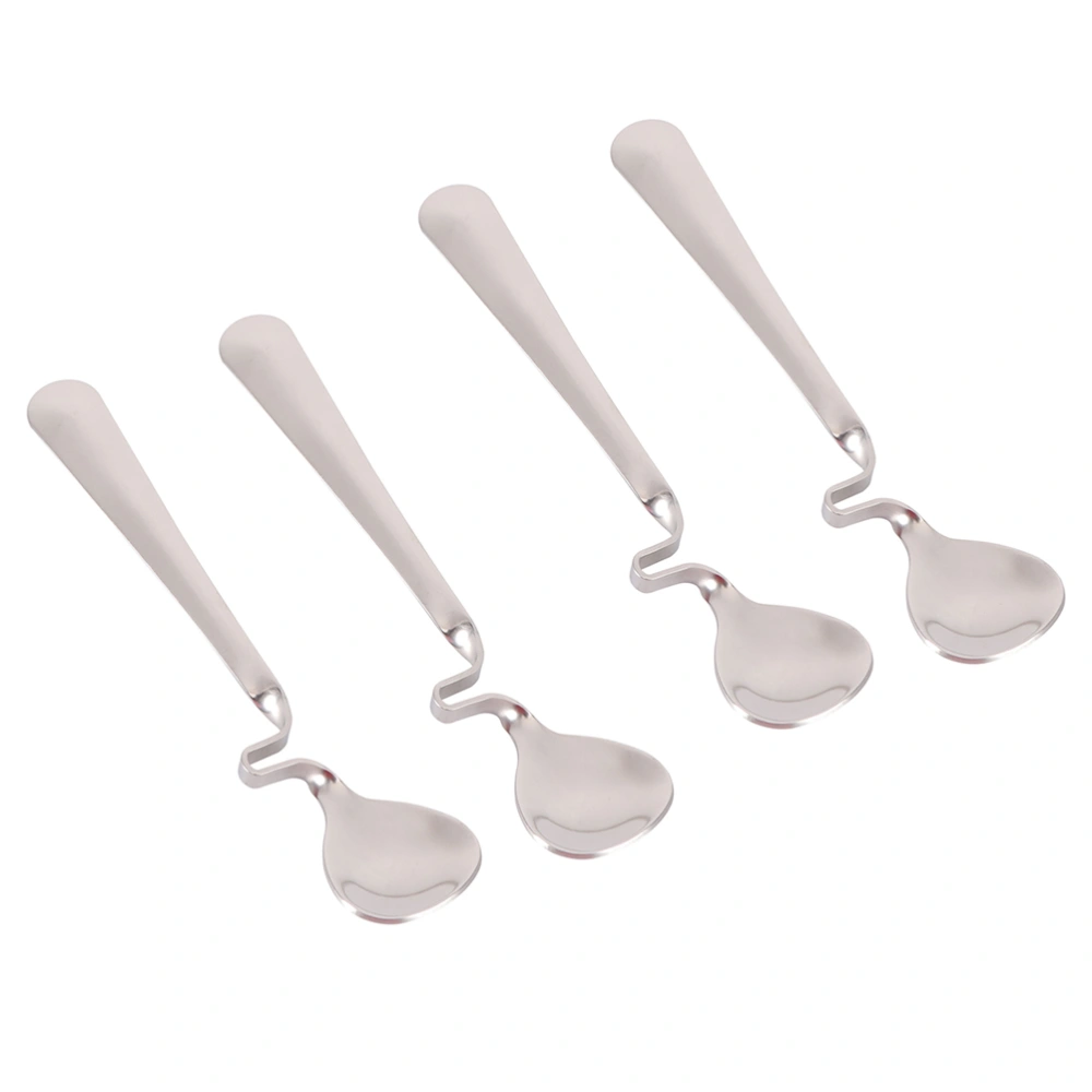 4Pcs Stainless Steel Honey Mixing Spoons Curving Handle Coffee Spoons (Silver)