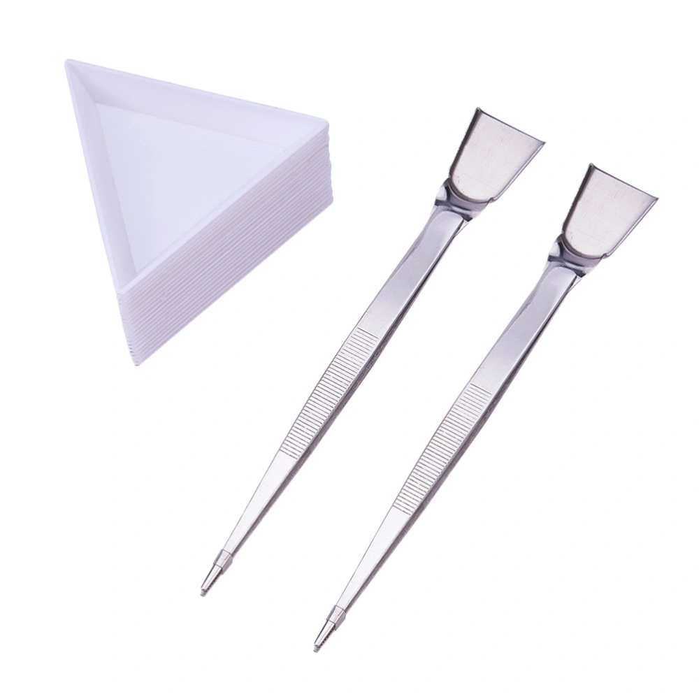 22PCS Professional Craft Jewelry Tool Triangle Trays Tweezers with Scoop Shovel for Diamond Beads Fashion Jewelry Making