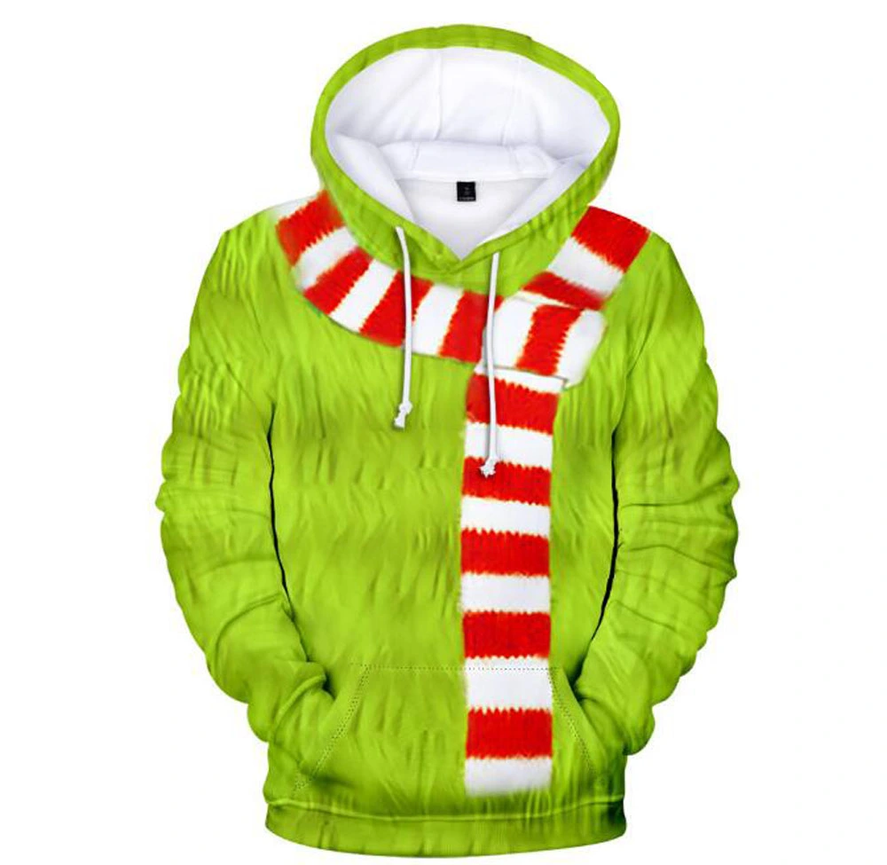 Men Funny Grinch  Christmas Sweater- Cosplay Funny Wearing A Scarf Pattern