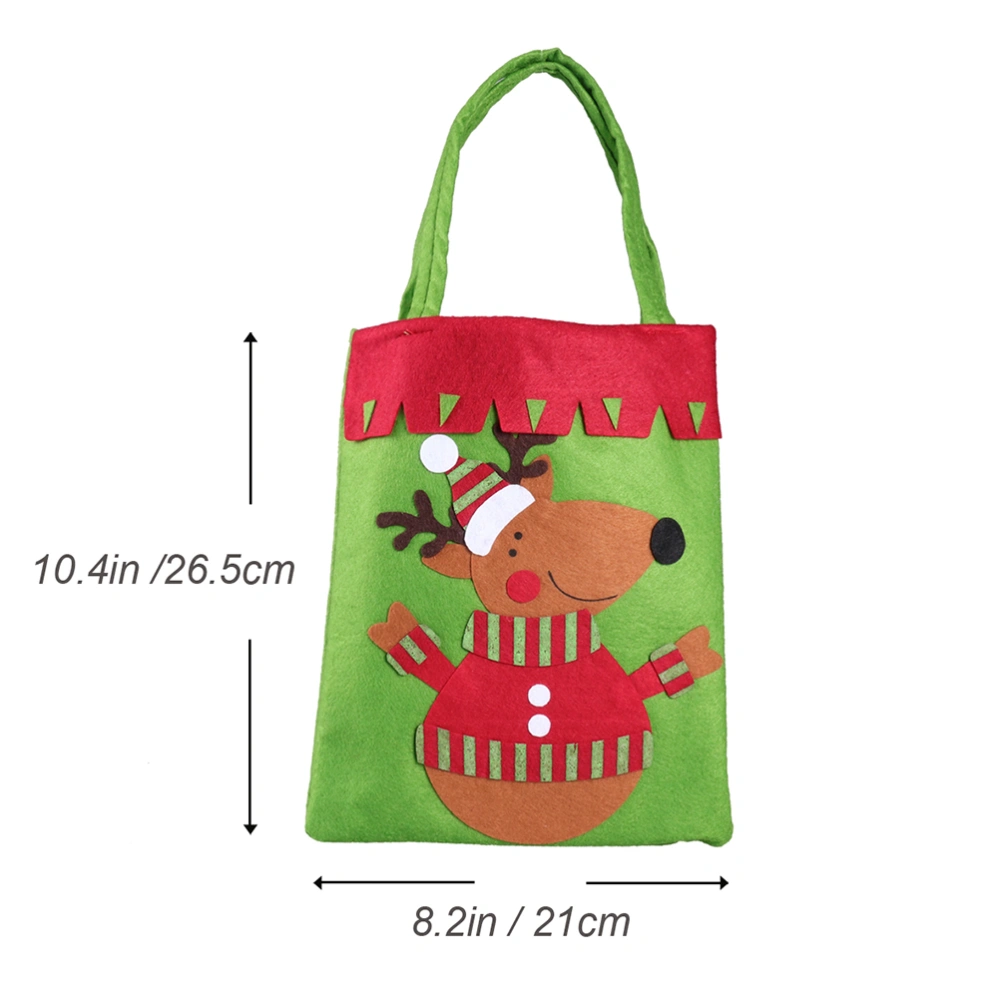 2 Pcs Christmas Reindeer Pattern Non-woven Handbag Gift Bag Portable Cartoon Candy Handbag Pouch Home Decorations for Shopping Party