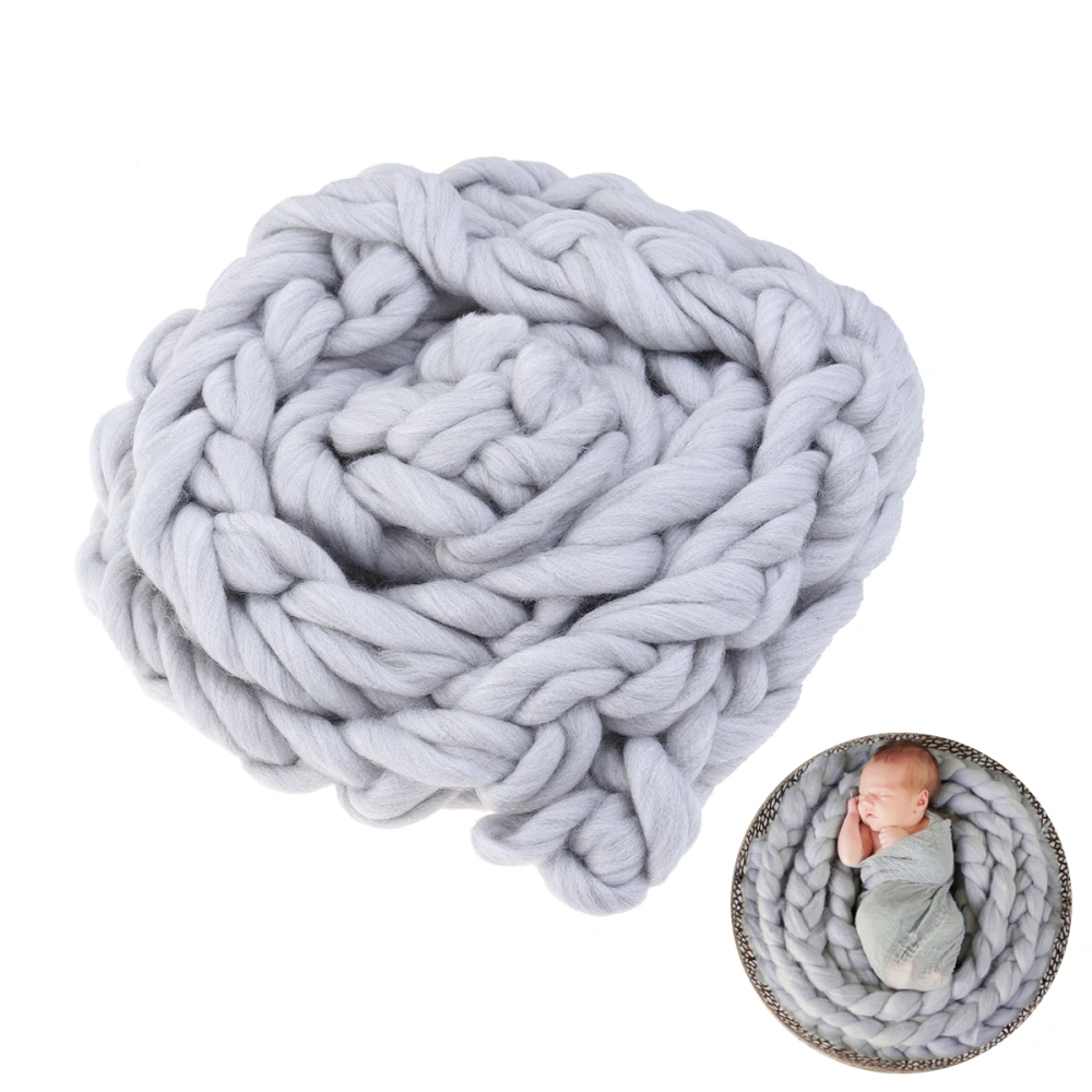 Newborn Baby Hand-woven Braid Rugs Blanket Photography Props Twisted Braids (Light Grey)