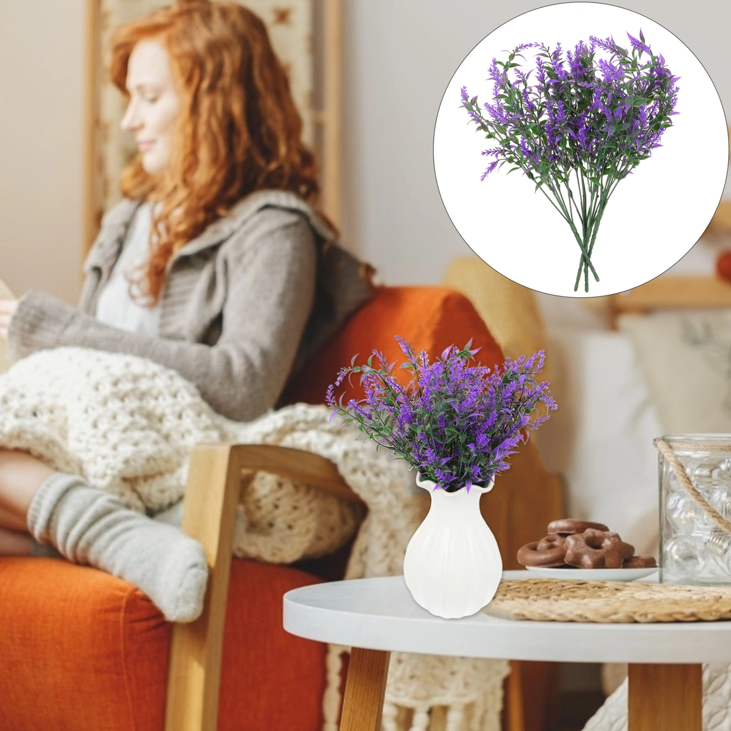 8Pcs Simulation Lavenders Artificial Flowers Fake Flowers Flower Arrangement Supplies