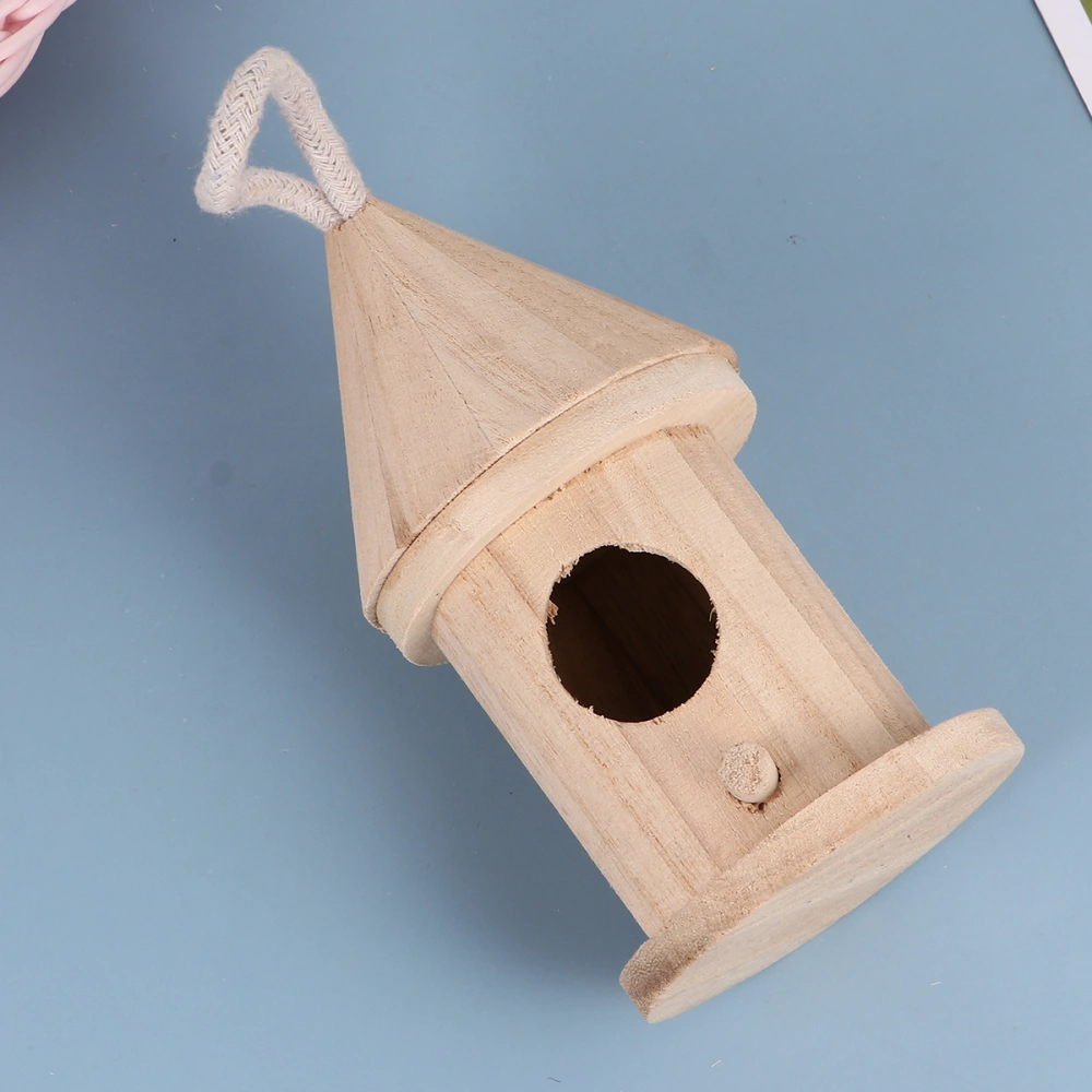 5 Pcs DIY Unfinished Pendant Creative Wooden Bird Nest Birdhouse Garden Decoration Home Adornment Pendant Wood Color