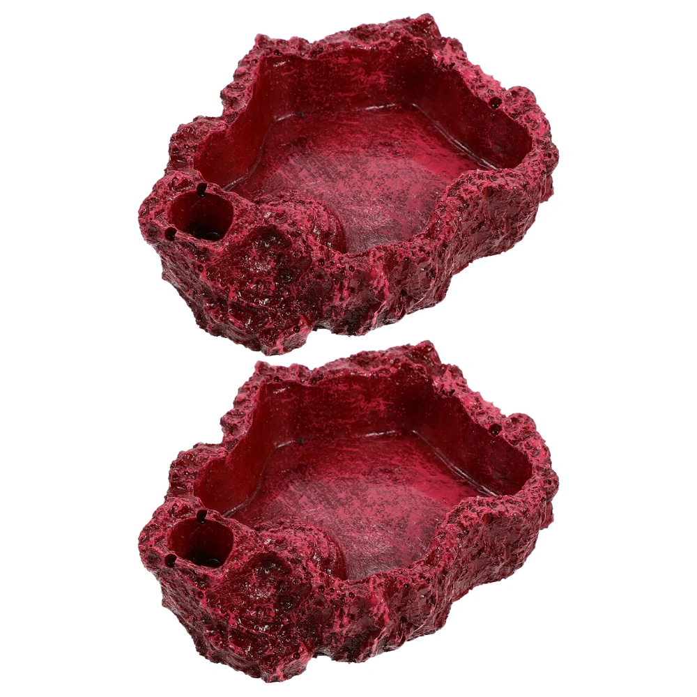 2Pcs Resin Reptile Bowl Resin Turtle Water Dish Tortoise Water Bowl Reptile Feeder