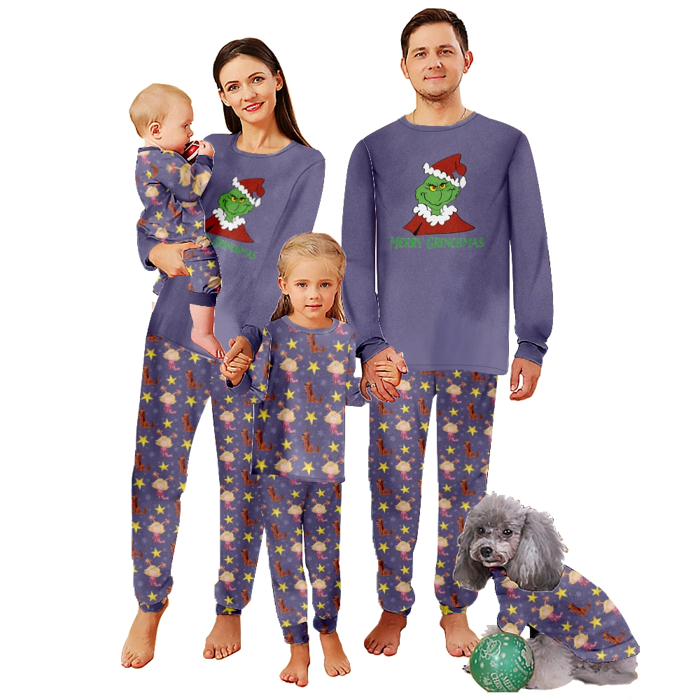 Family Matching Christmas Pajamas Set Adult And Kids Xmas Sleepwear Grinch Elf PJS Outfit