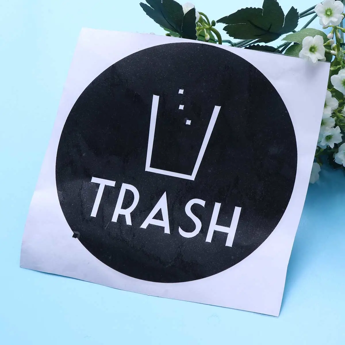 5" X 5" Black Trash Decal Sticker for Trash Cans Back Self Adhesive Vinyl