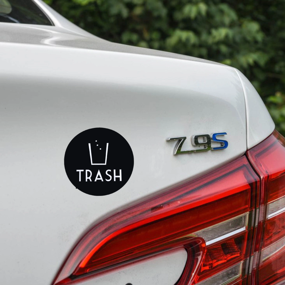 5" X 5" Black Trash Decal Sticker for Trash Cans Back Self Adhesive Vinyl