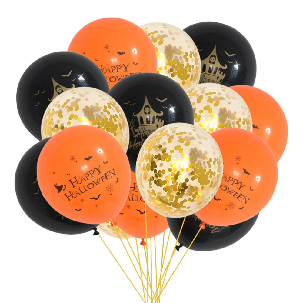 15Pcs Halloween Balloons Set Latex Printed Balloons Party Decorative Confetti Balloons