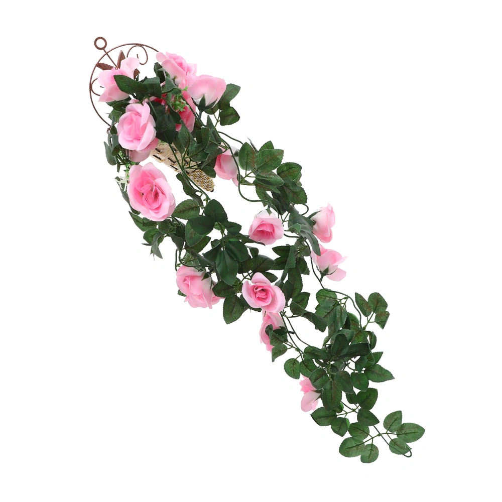 1 Set of Artificial Hanging Flowers with Basket Fake Rose Flower Vine for Garden