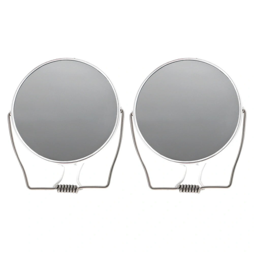 2Pcs Double-sided Hand Makeup Mirror Folding Cosmetic Mirror Makeup Mirror with Handle