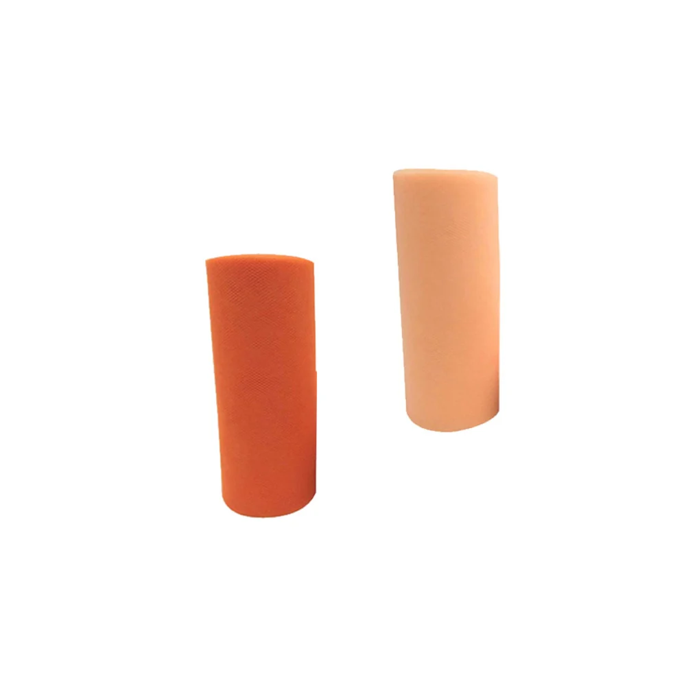 2 Pcs 6 Inch Tutu Scroll Roll Spool Tulle Roll DIY Craft Gauze for Wedding Dress Decoration Party Supplies (Light Orange, Orange Style)