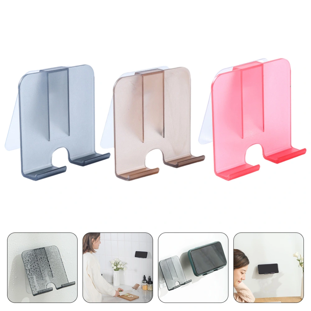 3Pcs Wall-mounted Cellphone Holders Creative Self-adhesive Phone Storage Racks