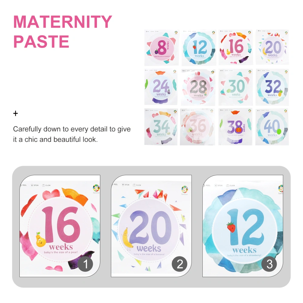 12pcs Pregnancy Weekly Belly Growth Stickers Pregnant Memory Photo Props