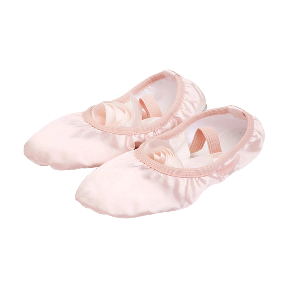 Ribbon Ballet Practice Shoes Lace-Up Yoga Shoes Sole Dance Shoes for Girls Women - Size 37