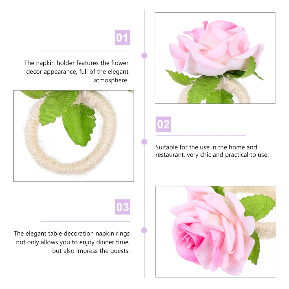 4pcs Rose Flower Napkin Holders Rose Flower Napkin Rings Handicraft Flower Napkin Holders