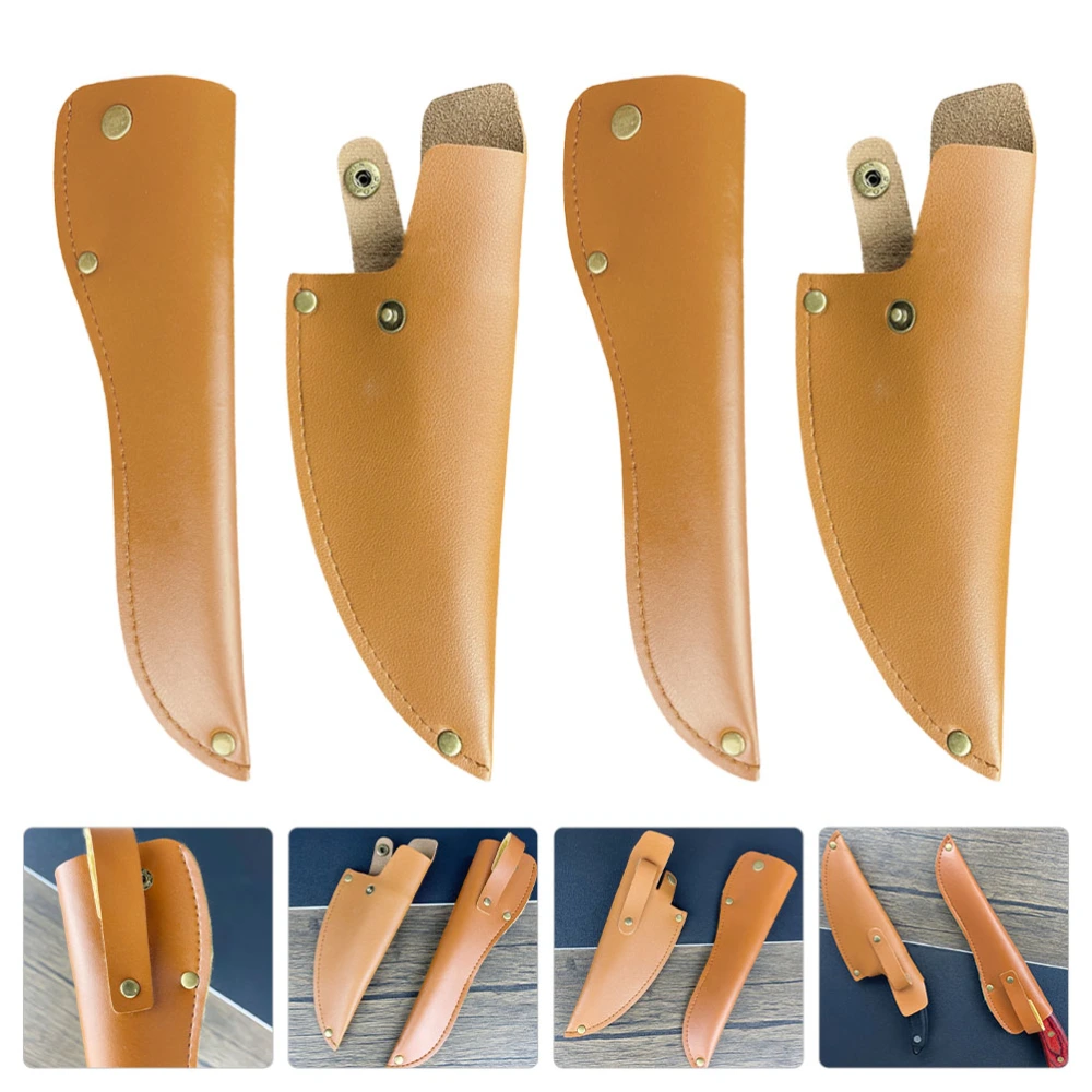 4pcs PU Leather Cutter Sheath Outdoor Camping Cutter Case Cutter Protective Covers