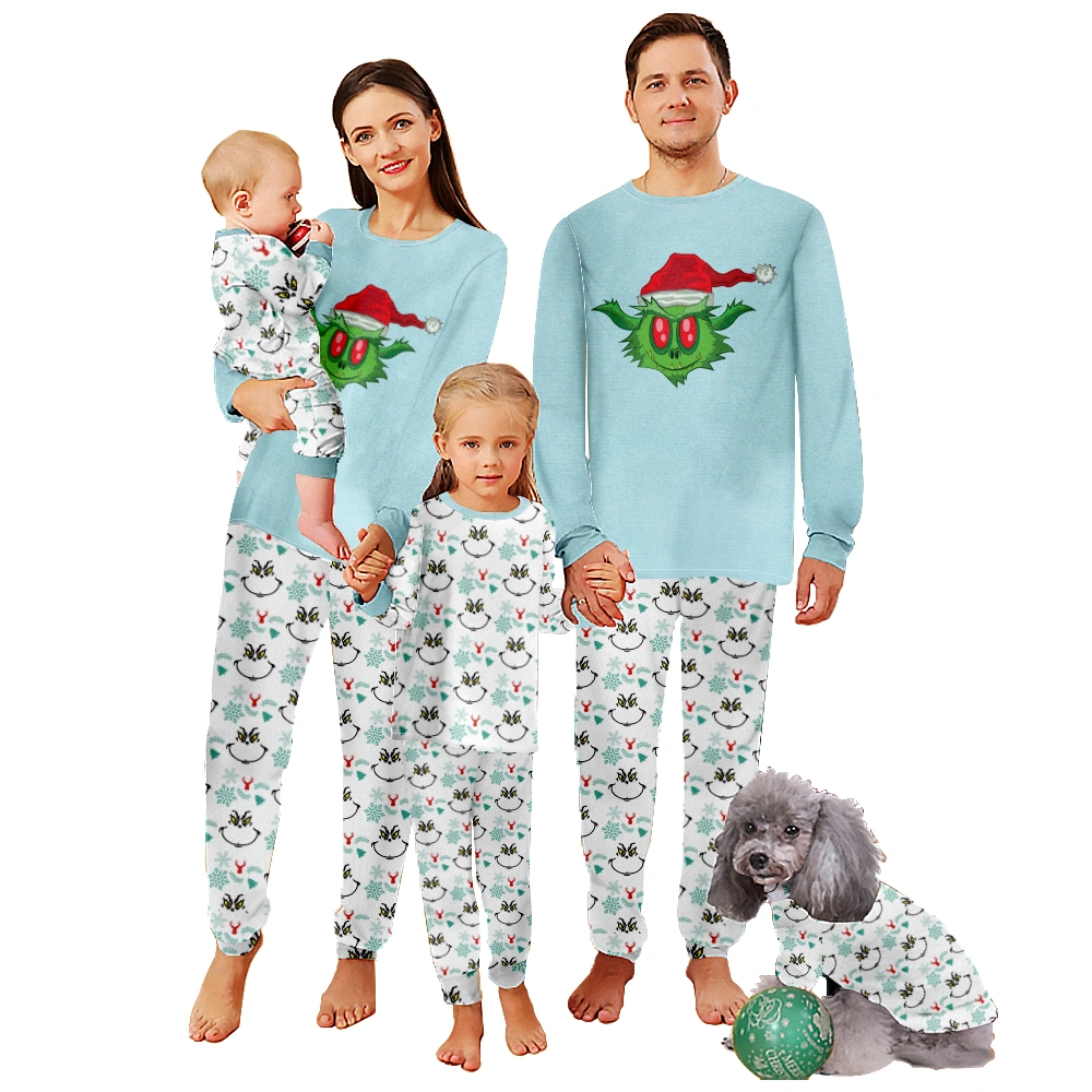 Christmas Family Matching Pajamas Set Adult Kids Baby Grinch Printed Tops+Pants Sleepwear Nightwear Set