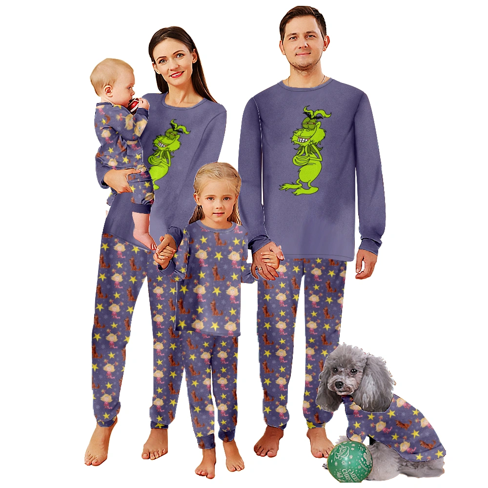 Grinch Family Matching Pajama Set Adult - Kid, Toddler, pet Costumes