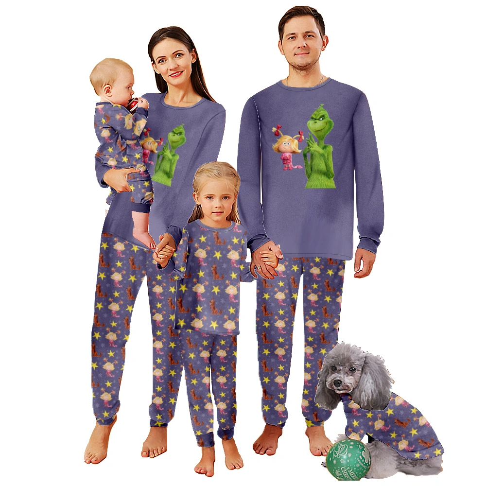 Grinch Elf Family Matching Christmas Pajamas Set Adult And Kids Xmas Sleepwear PJS Outfit