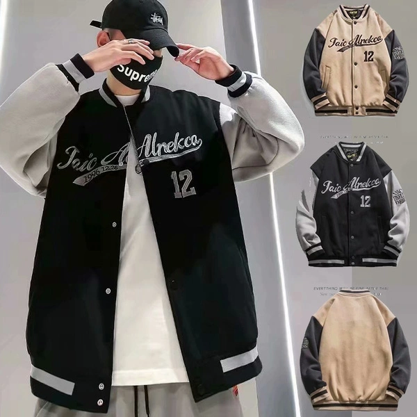 New men's retro baseball suit Street loose casual couple Jacket Top