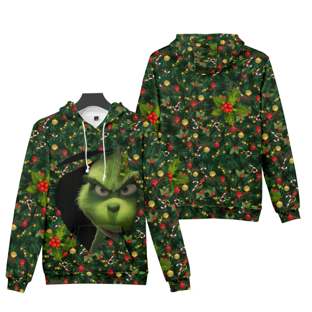 The Grinch Christmas 3D Printed Funny Pullover Hoodie Sweatshirt With Pocket
