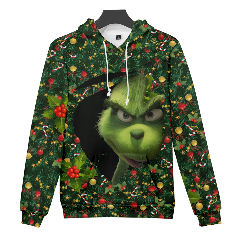 The Grinch Christmas 3D Printed Funny Pullover Hoodie Sweatshirt With Pocket