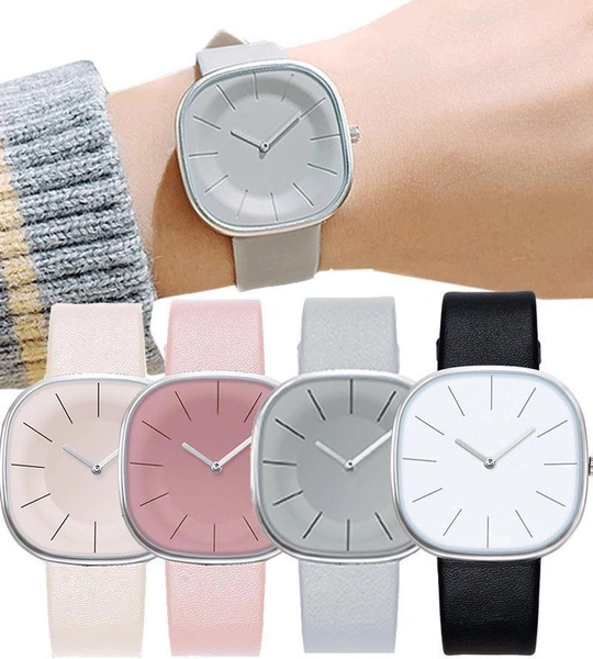 Simple Square Quartz Watch Men Women Luxury Imitation Leather Casual Ladies Couple Wristwatch