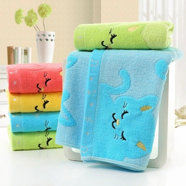 Cute Bamboo Fiber Cartoon Cat Dog Towel Plain Musical Notes Jacquard Towel