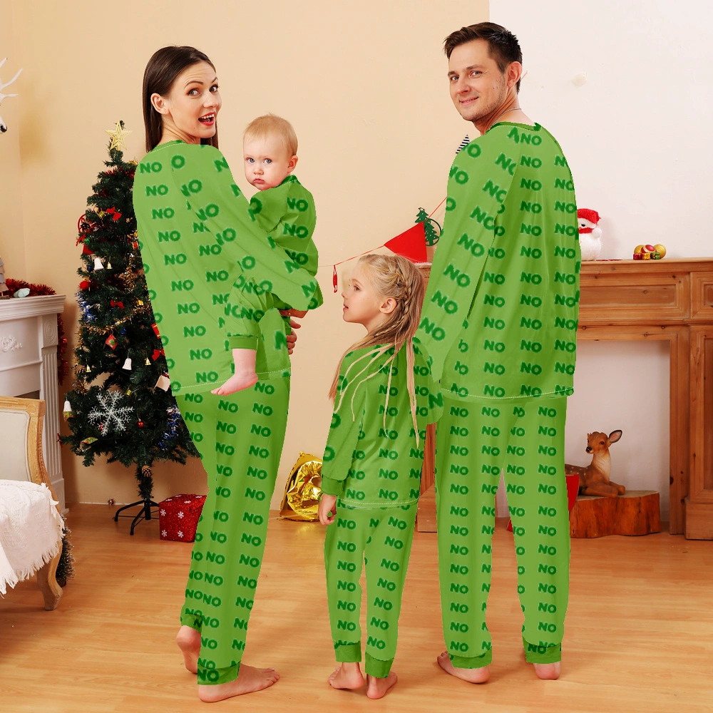 Grinch Family Matching Pjs,Christmas Pants For Family-Christmas NoNoNo Grinch Santa With Christmas Hat Pattern