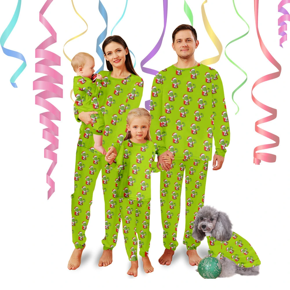 Toddler Christmas Pajamas,Christmas Pjs Family-Monster Muscle Dolls Christmas Hat Pattern, Grinch