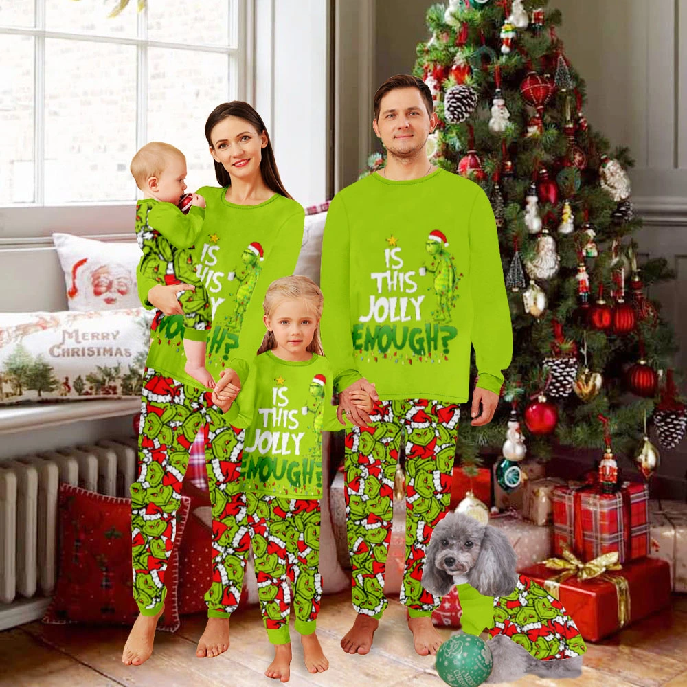 Christmas Pajama Pants,Christmas Pjs For Couples-Monster Tile Pattern With Christmas Hat, Merry Christmas Pattern, Grinch