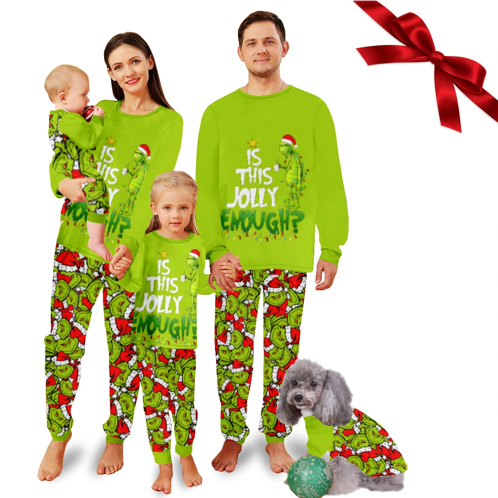 Pajamas Set,Womens Pajamas-Monster Tile Pattern With Christmas Hat, Merry Christmas Pattern, Grinch