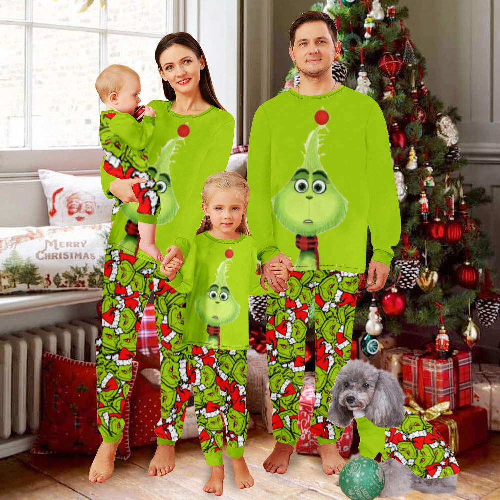 Couples Christmas Pajamas,Family Christmas Pajama Pants-Christmas Grinch Theme And Grinch Merry Christmas Pattern