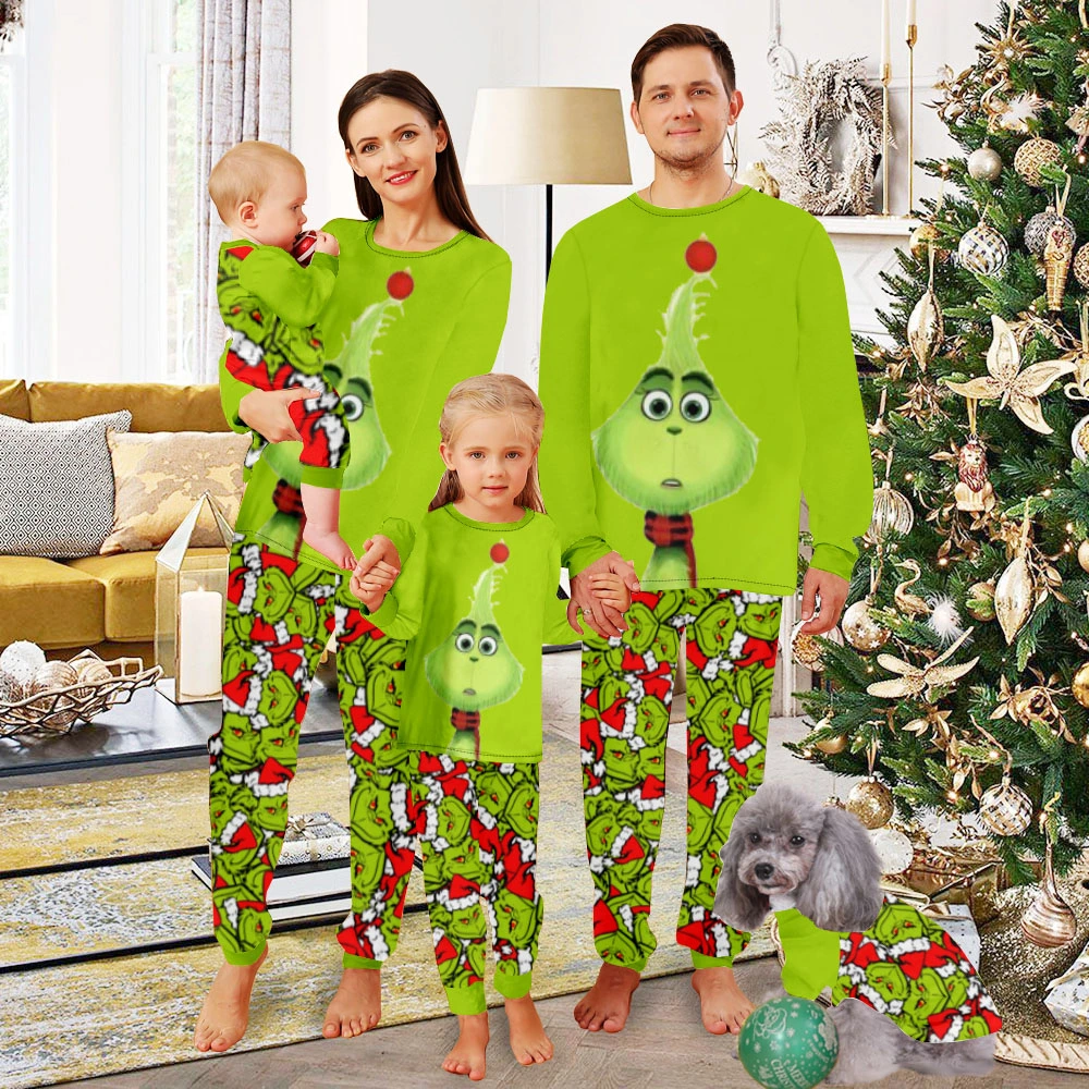 Matching Christmas Pajamas For Family,Christmas Pajamas For Toddlers-Christmas Grinch Theme And Grinch Merry Christmas Pattern