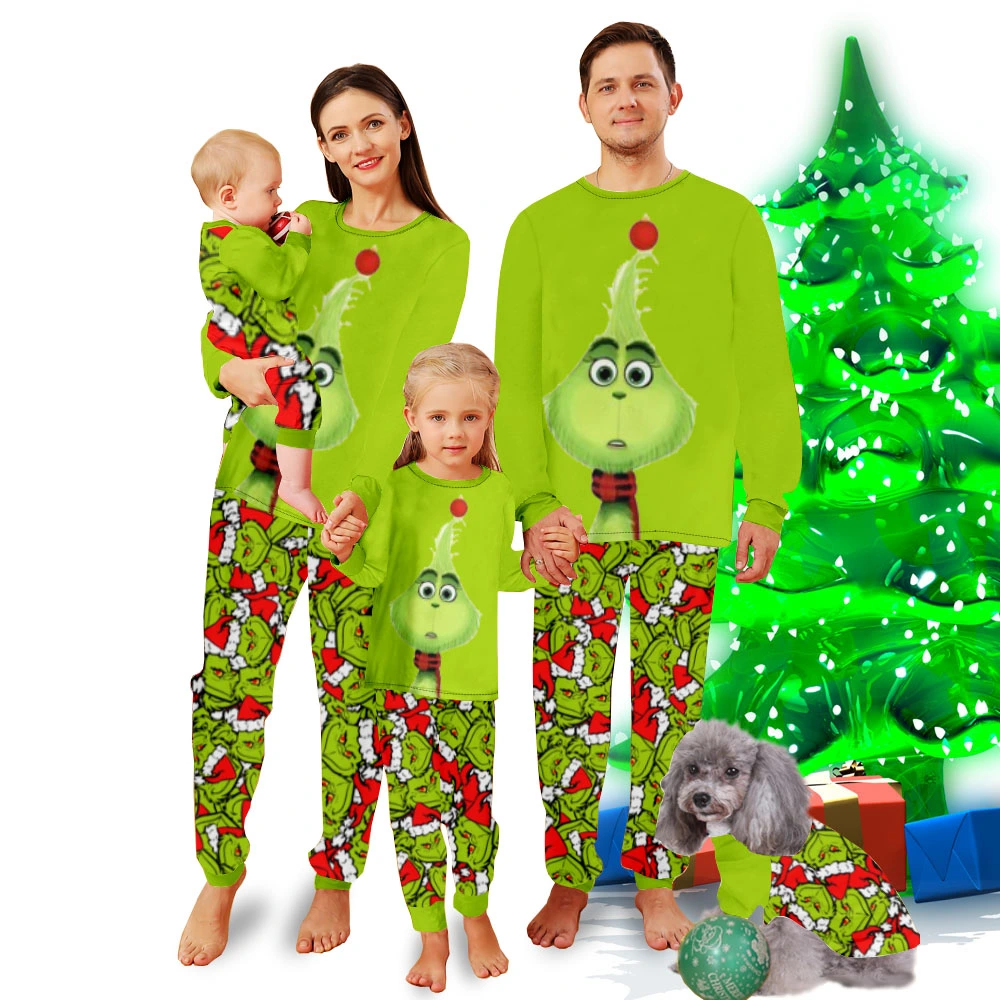 Matching Family Christmas Pajamas Sets,Winter Pajamas For Women-Christmas Grinch Theme And Grinch Merry Christmas Pattern