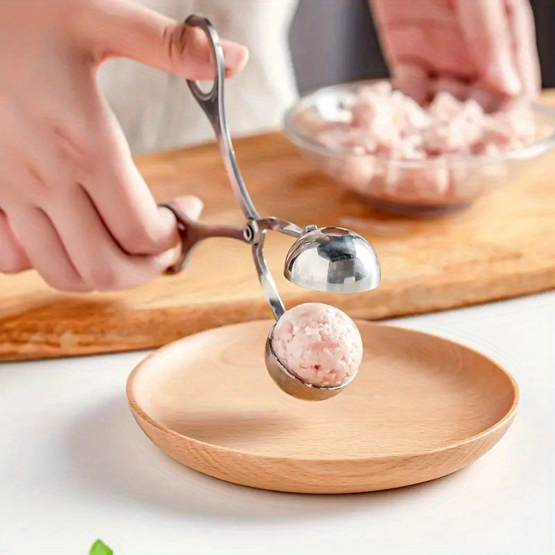 1pc Meatball Machine, Stainless Steel, Non-stick Meatball Machine, Pliers, Cake Meatball Machine With Cookie Dough Ice Tongs, Kitchen Spoon, Kitchen Gadgets, Kitchen Supplies, Kitchen Tools, Kitchen Stuff, Kitchen Utensils