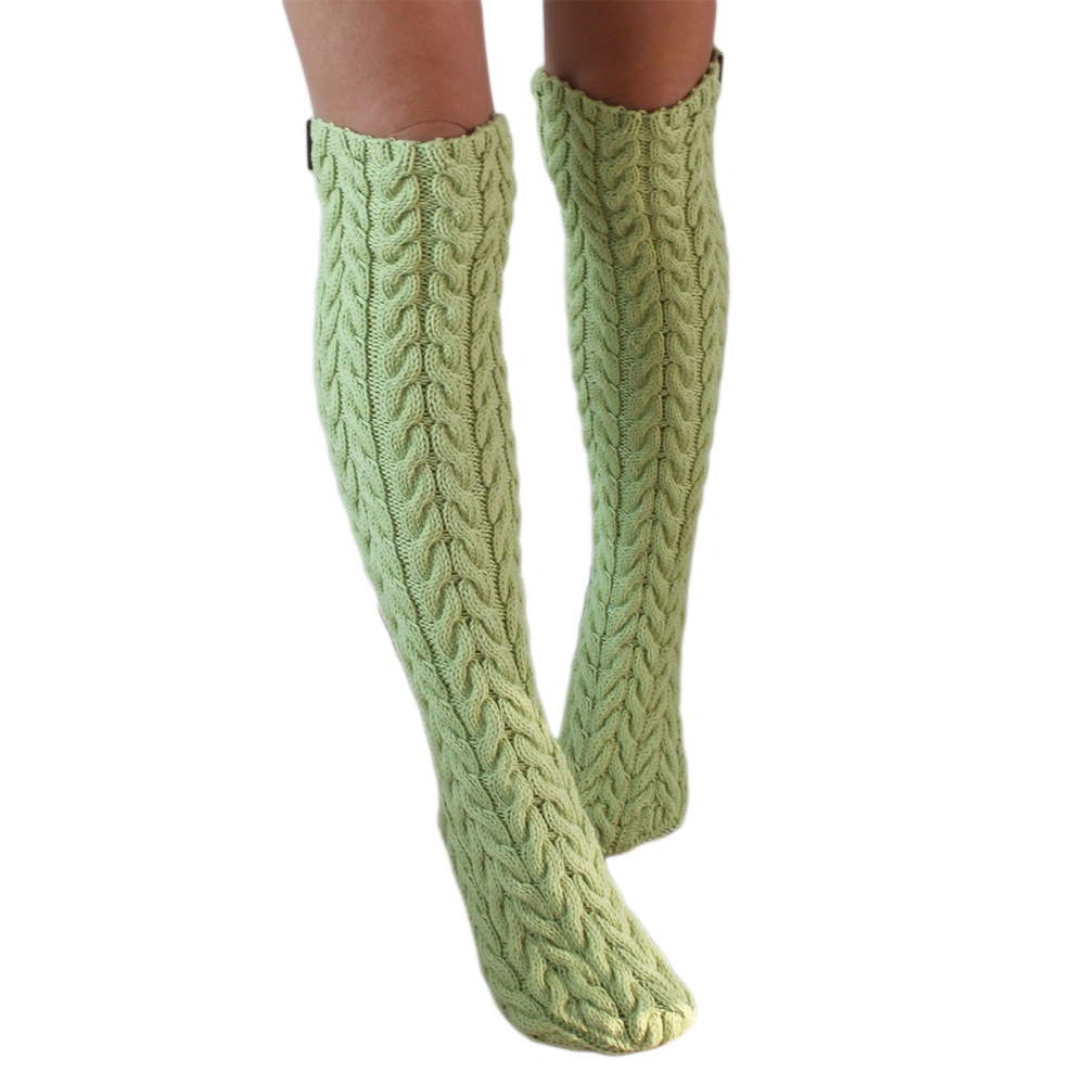 Female Knee-High Socks, Solid Color Twisted Stocking Winter Socks