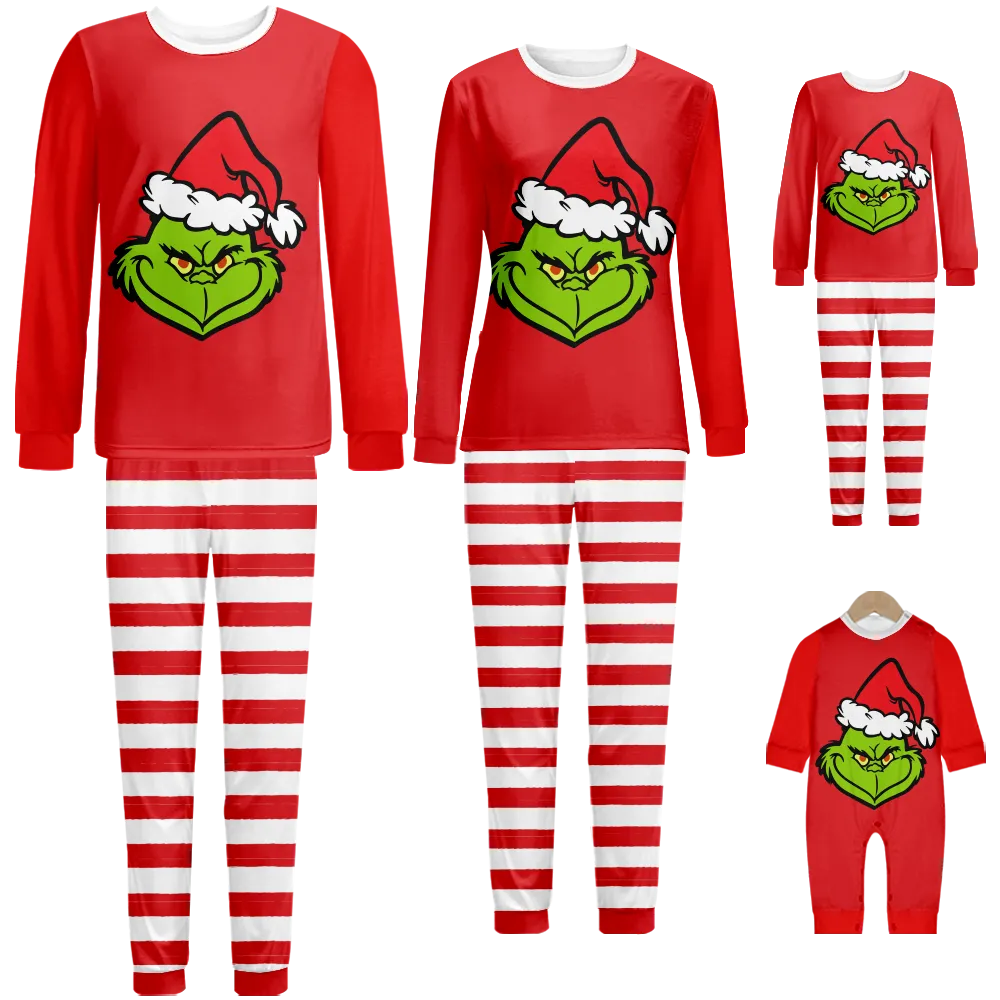 Grinch Matching Christmas Pjs For Family,Pajamas SetPijama NavideñA Familiar