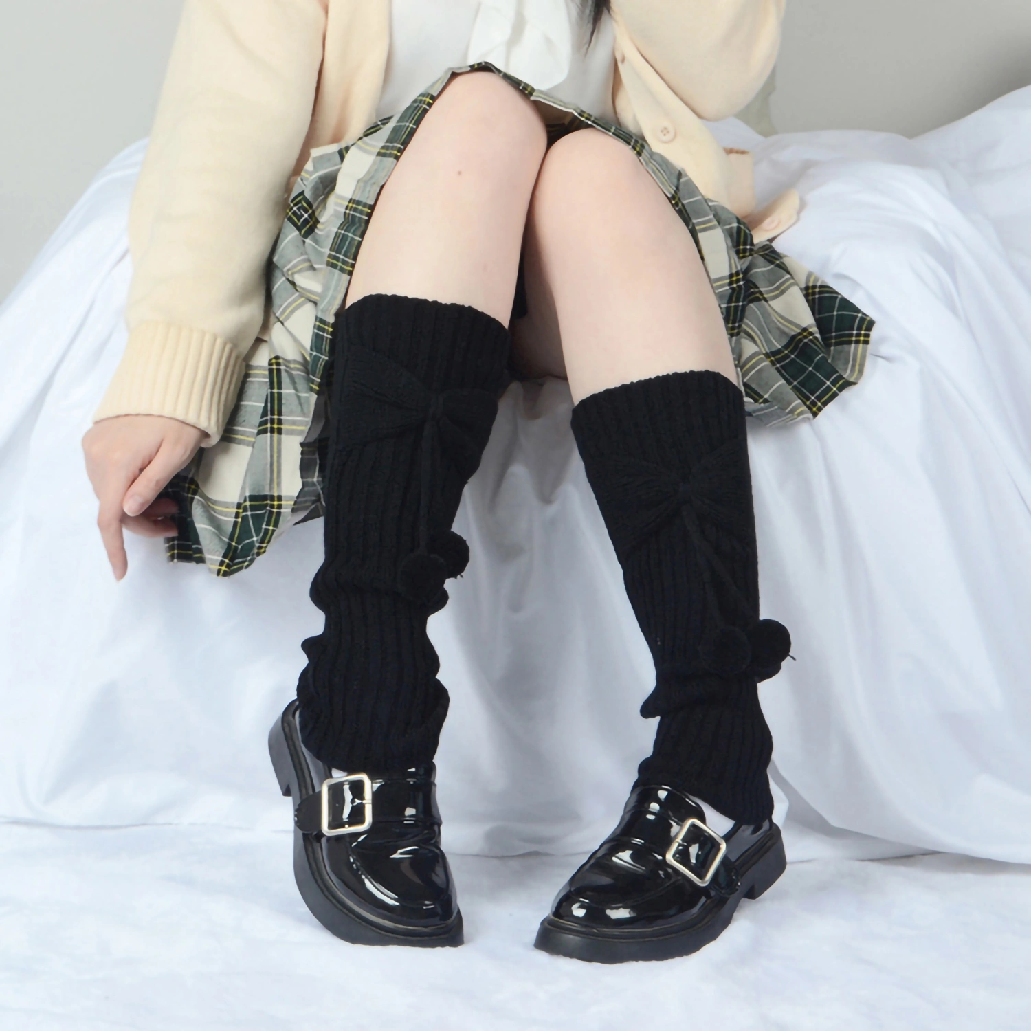 Women's Ribbed Leg Warmers, Pure Color Non-Slip Long Leg Socks
