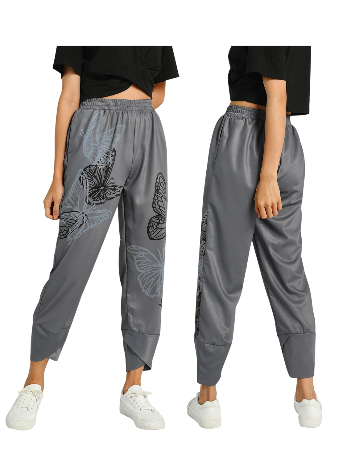 Female Loose Pants, Adults Floral Print High Waist Straight-Leg Pants
