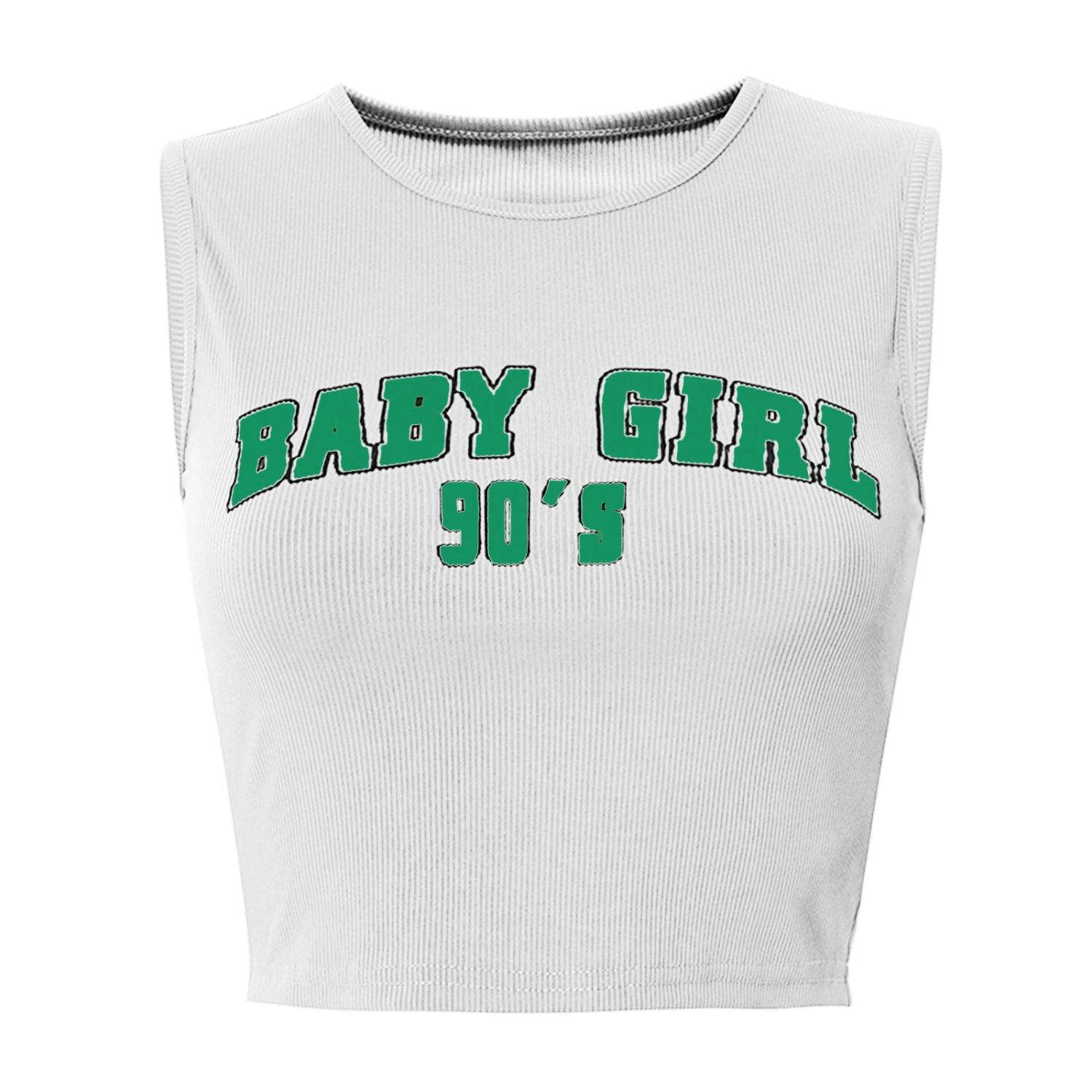 Women’s Personality Letter Printing Round Neck Exposed Navel Vest