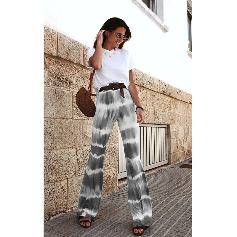 Women's High Waist Stretchy Long Trousers Wide Leg Loose Fit Bell Bottom Pants