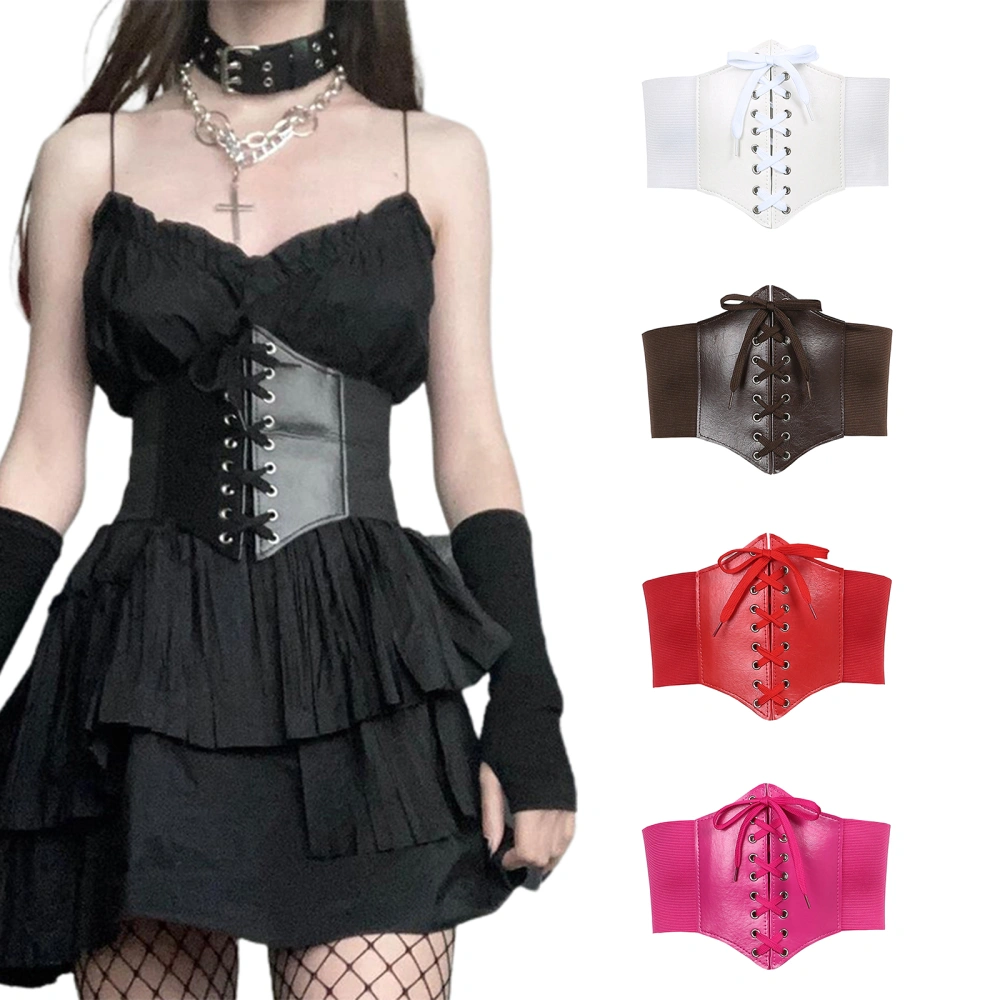 Female Solid Color Sleeveless Strapless Tops Corset with Drawstring