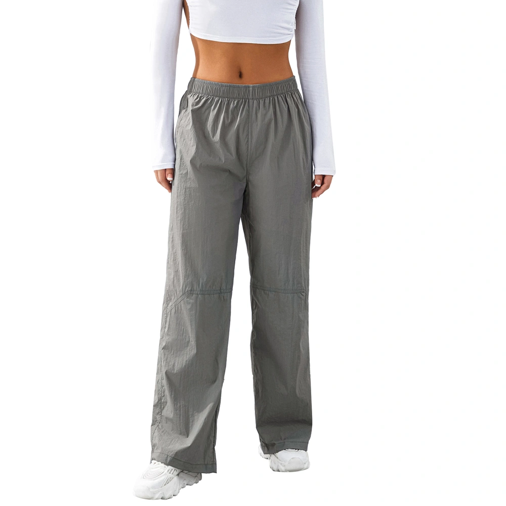 Women Sweatpants, Solid Color Elastic Waist Straight-leg Trousers