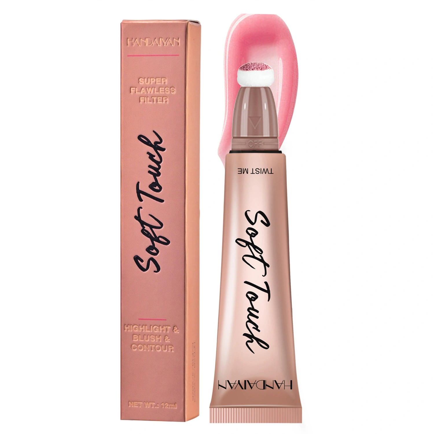 Liquid Contour Beauty Wand, Highlighter Makeup Stick with Fine Cushion Applicator, Lightweight Face Illuminator Makeup Stick
